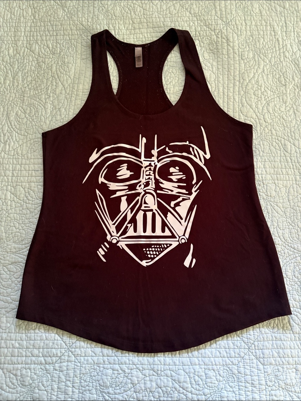 Star Wars Black Racerback Tank with White Darth Vader Graphic